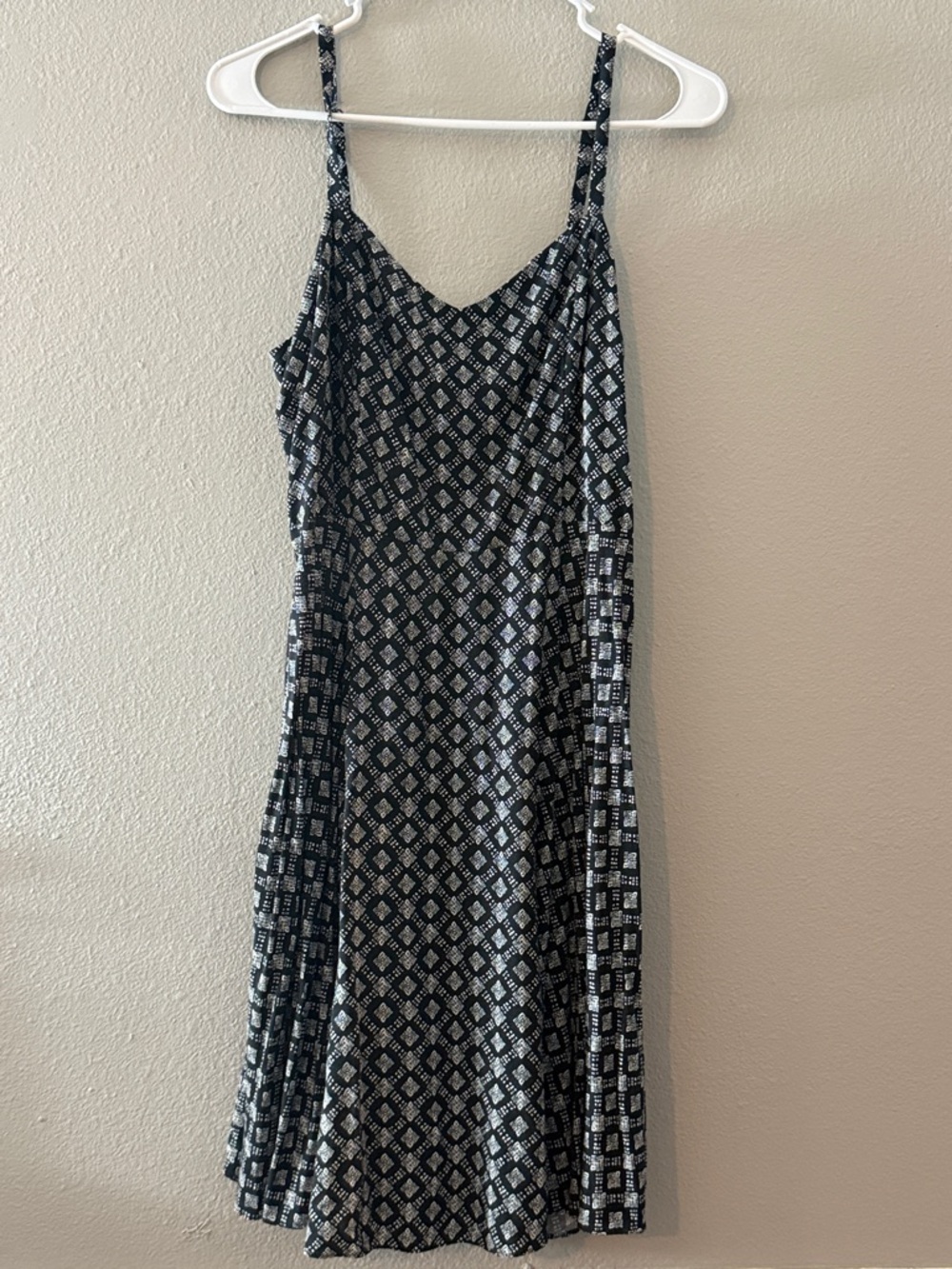 Old Navy Black and White Geometric Cami Sun Dress Large Tall